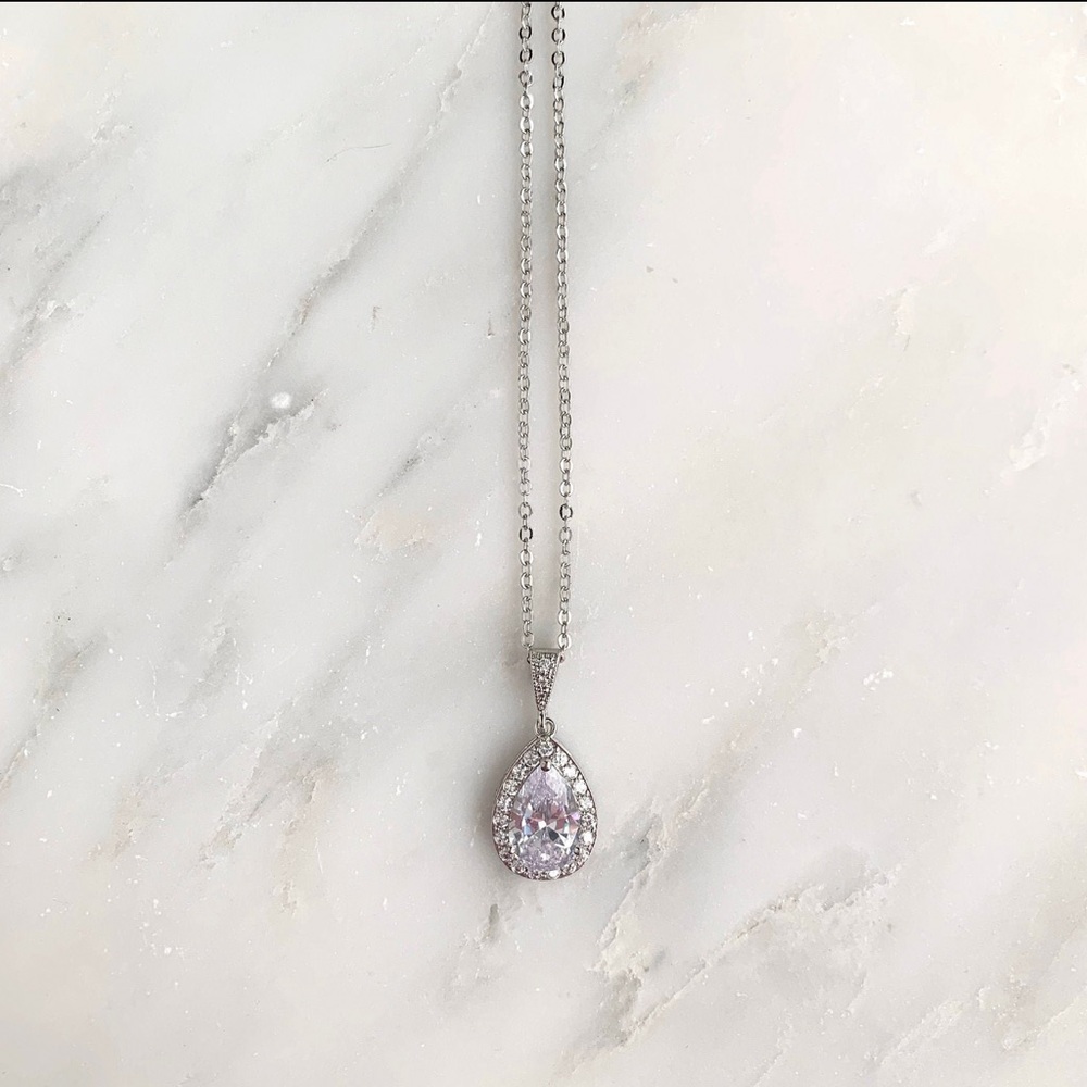 Wedding pendant - bridal necklace - teardrop necklace - Auden necklace